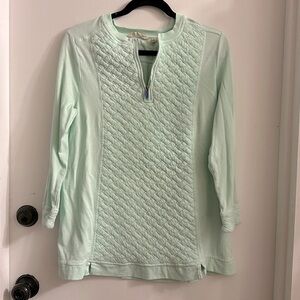 Soft Surroundings Golf Shores Quilted Pullover Sweatshirt Yucca Women's medium